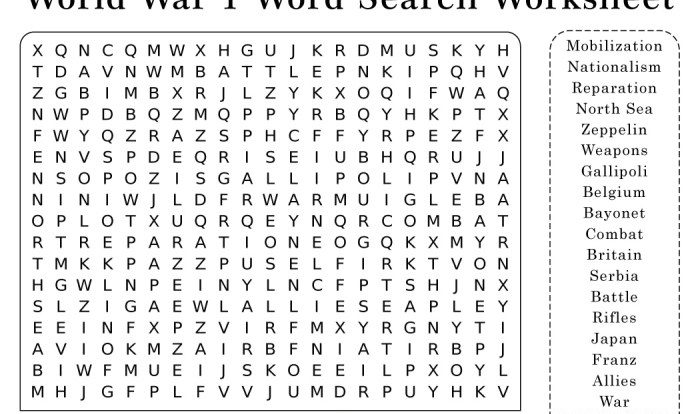 World war i word search