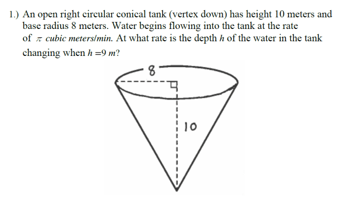 A conical tank with vertex down