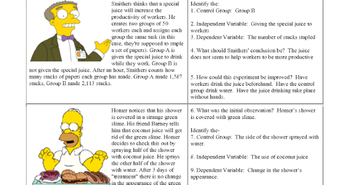 Identify the controls and variables simpsons worksheet answers