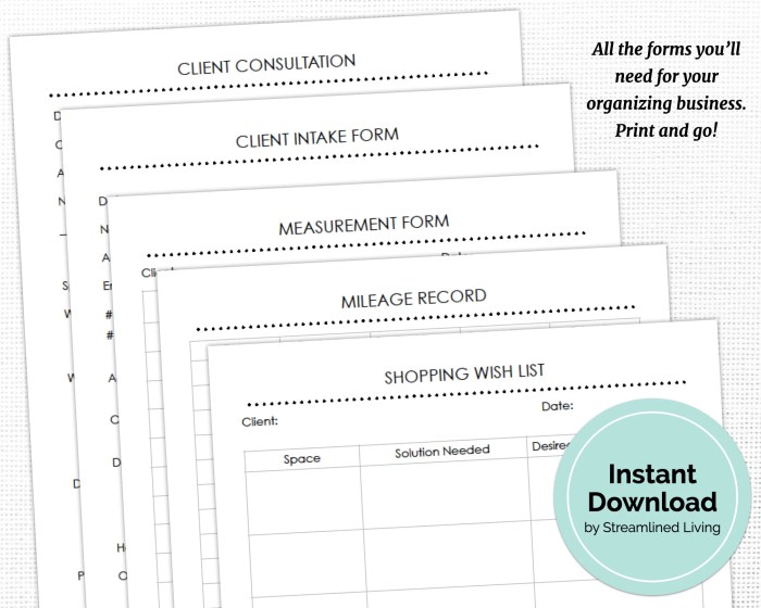 Professional organizer questionnaire for clients